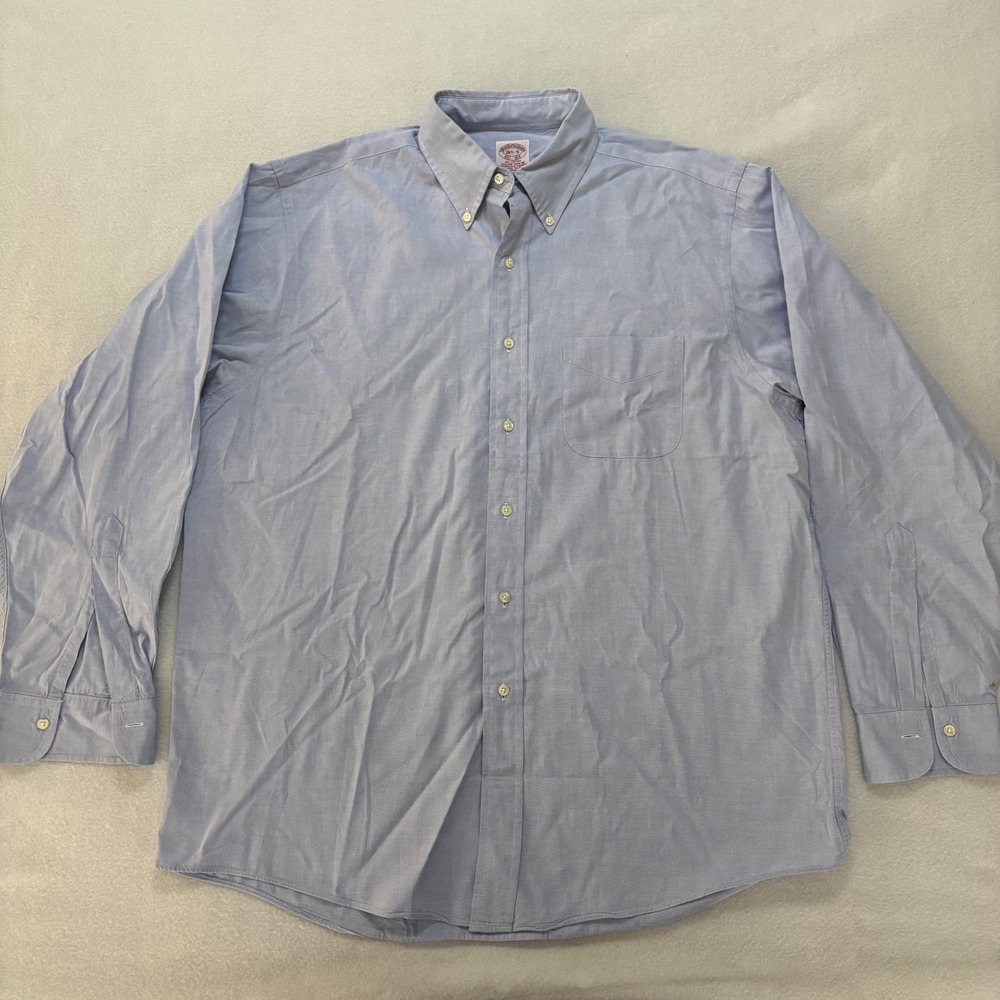 Brooks Brothers Mens Blue Oxford Button Down Shirt 16.5-5 Cotton Long Sleeve